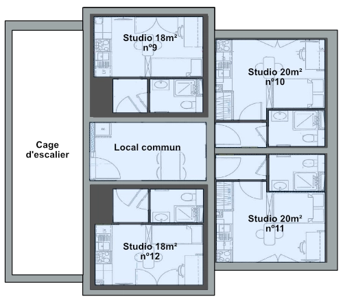 plan de la r&eacute;sidence etudiante &agrave; montbeliard